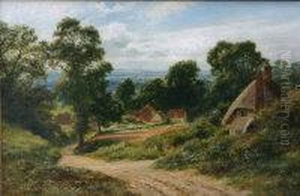 Rural Landscape With Thatched Oil Painting by Robert Gallon