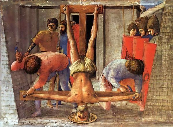 Crucifixion of St Peter 1426 Oil Painting by Masaccio (Tommaso di Giovanni)