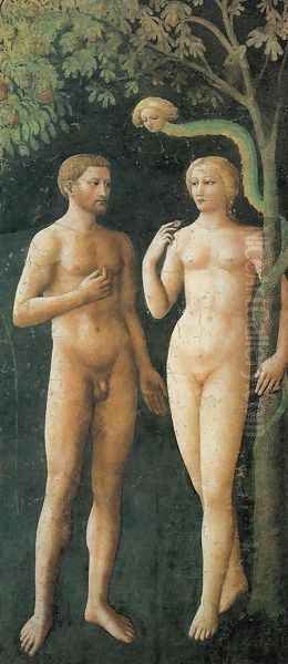 Adam and Eve in Eden (Adamo e Eva nell'Eden) Oil Painting by Masaccio (Tommaso di Giovanni)