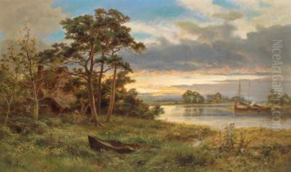 Englische Kanallandschaft Oil Painting by Robert Gallon