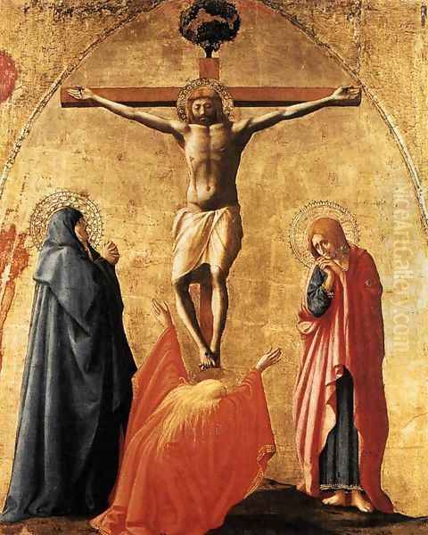 Crucifixion (Crocifissione) Oil Painting by Masaccio (Tommaso di Giovanni)