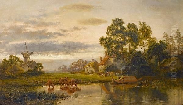 A Buckinghamshire Village Oil Painting by Robert Gallon