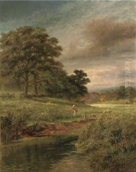 A Summer Meadow Oil Painting by Robert Gallon