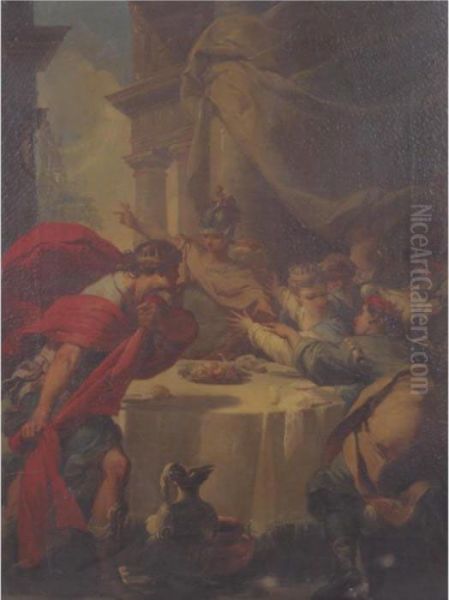 Scene At A Classical Banquet Oil Painting by Gaetano Gandolfi