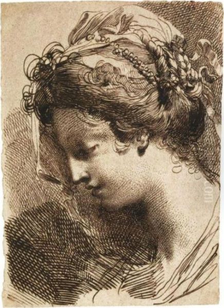 Head Of A Young Woman Oil Painting by Gaetano Gandolfi