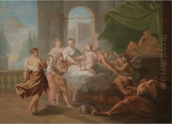 An Allegorical Scene With Cupid Oil Painting by Gaetano Gandolfi