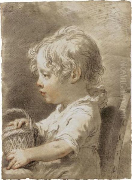 Portrait Of Mauro As A Child Holding A Basket Oil Painting by Gaetano Gandolfi