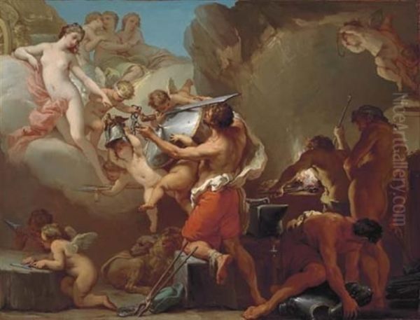 Venus Receiving The Arms Of Aeneas From Vulcan Oil Painting by Gaetano Gandolfi