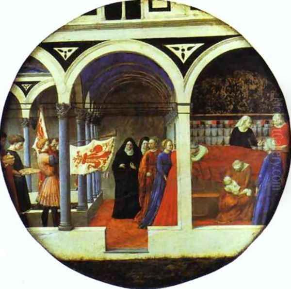 Birth Salver Oil Painting by Masaccio (Tommaso di Giovanni)