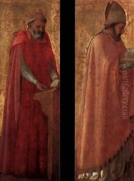 Two panels from the Pisa Altarpiece Oil Painting by Masaccio (Tommaso di Giovanni)