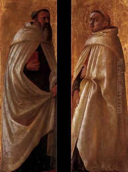 Two panels from the Pisa Altarpiece 2 Oil Painting by Masaccio (Tommaso di Giovanni)