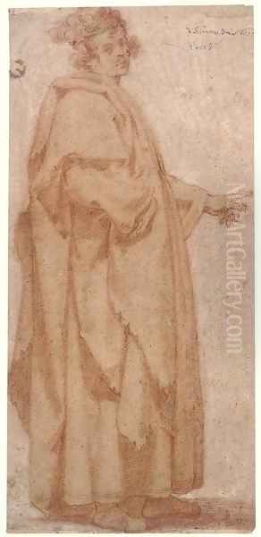 A figure in a long cloak pointing to the left Oil Painting by Masaccio (Tommaso di Giovanni)