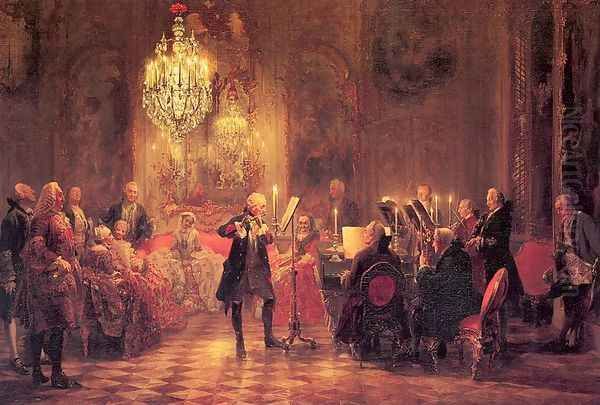 A Flute Concert of Frederick the Great at Sanssouci 1852 Oil Painting by Adolph von Menzel