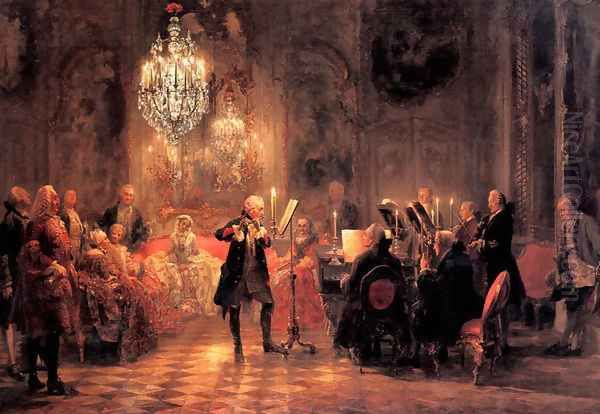 The Flute Concert Oil Painting by Adolph von Menzel