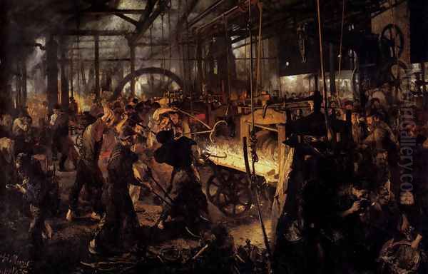 The Foundry Oil Painting by Adolph von Menzel