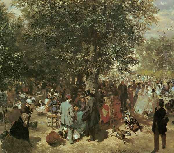 Afternoon at the Tuileries Garden Oil Painting by Adolph von Menzel