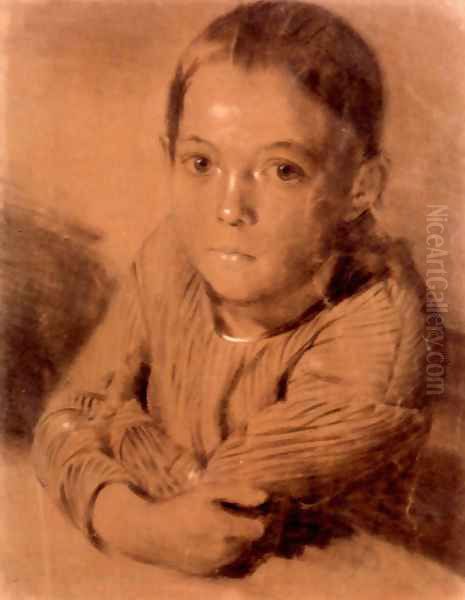 Drawing of a Boy Oil Painting by Adolph von Menzel