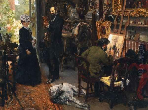 Meissonier in his Studio at Poissy Oil Painting by Adolph von Menzel