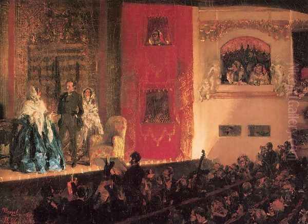 Theatre du Gymnase 1856 Oil Painting by Adolph von Menzel