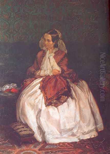 Portrait of Frau Maercker 1846-47 Oil Painting by Adolph von Menzel