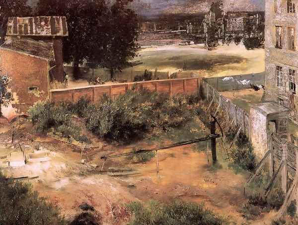 Rear of House and Backyard 1846 Oil Painting by Adolph von Menzel