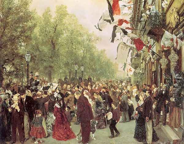 William I Departs for the Front, July 31 1870, 1871 Oil Painting by Adolph von Menzel