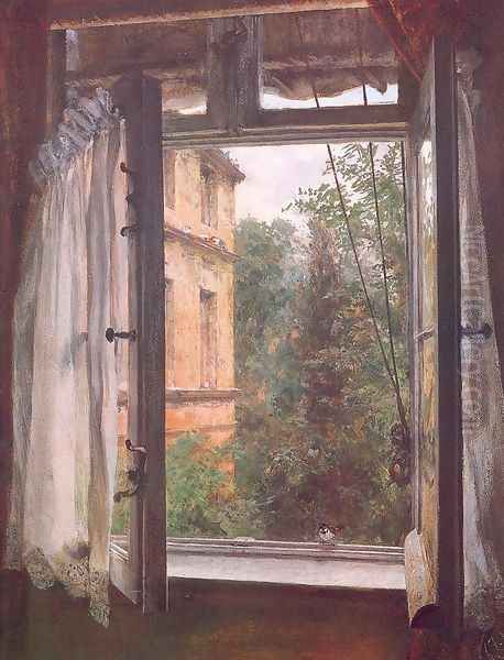 View from a Window in the Marienstrasse 1867 Oil Painting by Adolph von Menzel