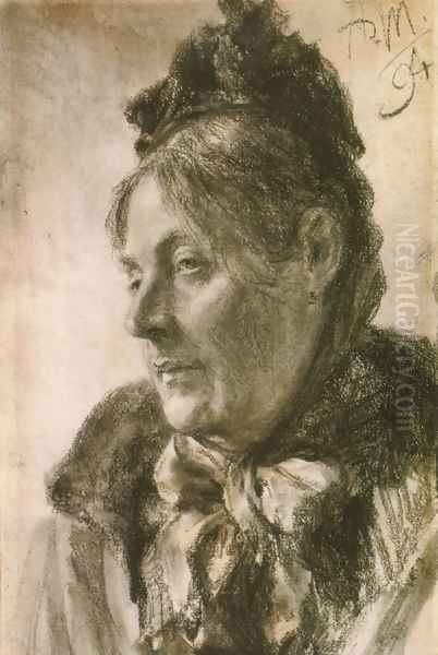 The Head of a Woman Oil Painting by Adolph von Menzel