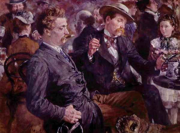 At the beer garden Oil Painting by Adolph von Menzel