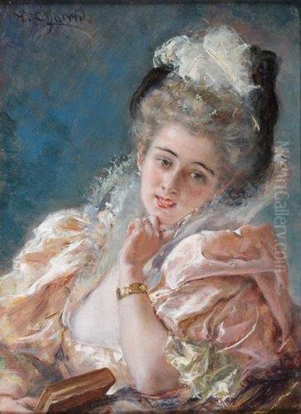 Portrait D'elegante Oil Painting by Eduardo Leon Garrido