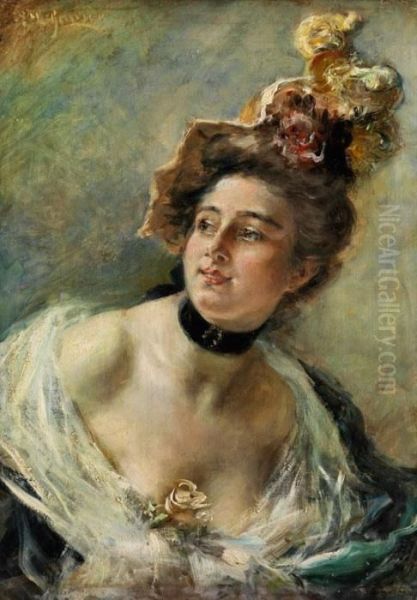 Bildnis Einer Jungen Dame Oil Painting by Eduardo Leon Garrido