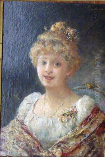 Portrait De Femme Oil Painting by Eduardo Leon Garrido