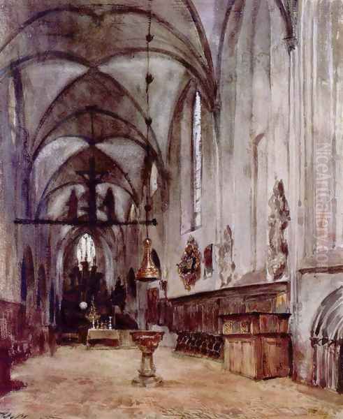 Chorus of the old abbey church in Berlin Oil Painting by Adolph von Menzel