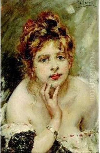 Jeune Femme Pensive Oil Painting by Eduardo Leon Garrido