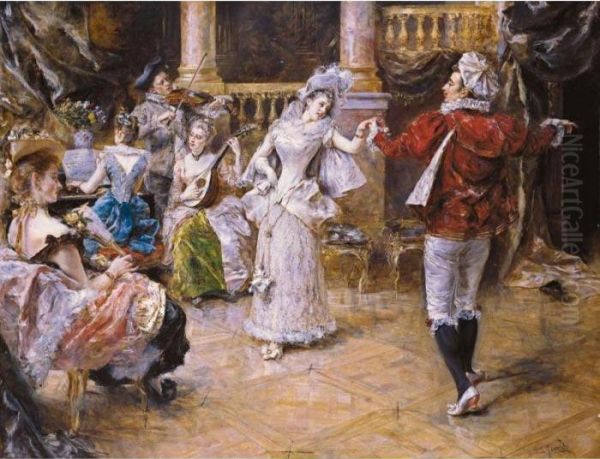 El Baile (the Dance) Oil Painting by Eduardo Leon Garrido