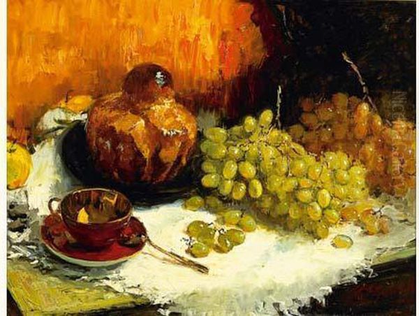 Nature Morte A La Brioche Oil Painting by Eduardo Leon Garrido