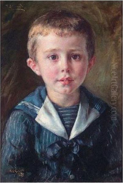 Portrait Of A Young Boy Oil Painting by Eduardo Leon Garrido