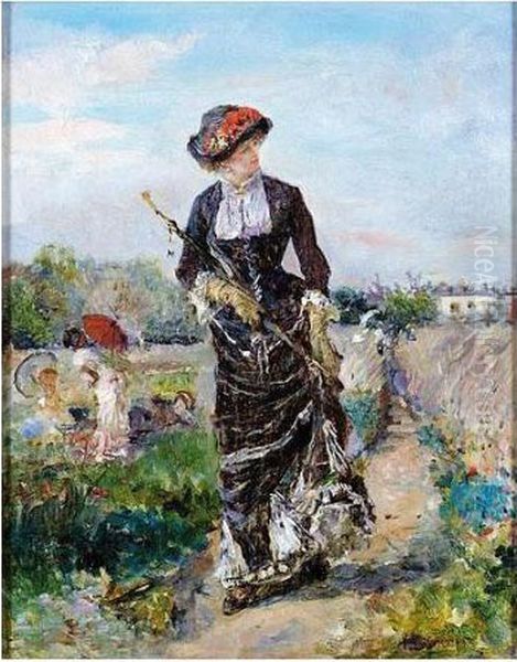 A Walk In The Country Oil Painting by Eduardo Leon Garrido