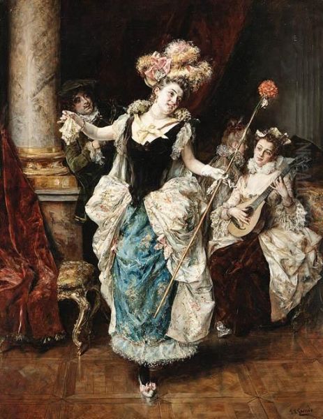 The Dance Lesson Oil Painting by Eduardo Leon Garrido