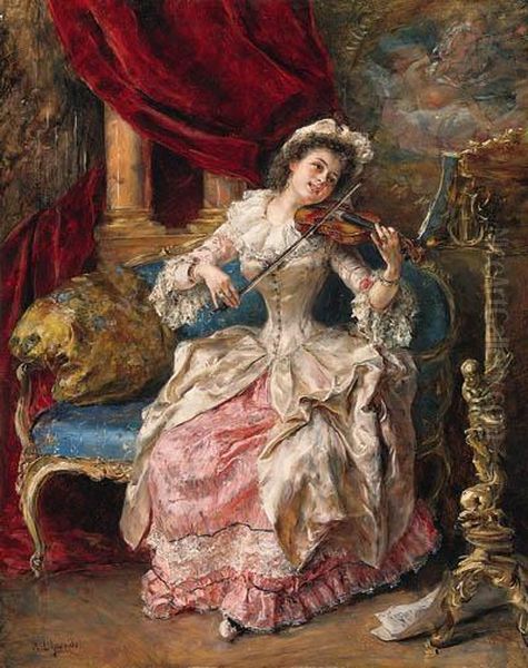 A Musical Afternoon Oil Painting by Eduardo Leon Garrido