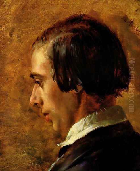 Portrait of Menzel's brother Richard Oil Painting by Adolph von Menzel