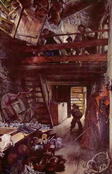 Kitchen in Hofgastein Oil Painting by Adolph von Menzel