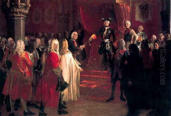 The Allegiance of the Silesian Diet before Frederick II in Breslau Oil Painting by Adolph von Menzel