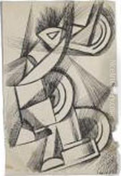 Vorticist Design Oil Painting by Henri Gaudier-Brzeska