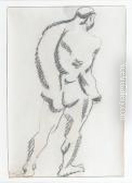 Standing Male Nude Oil Painting by Henri Gaudier-Brzeska