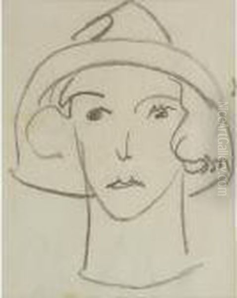 Woman In A Hat Oil Painting by Henri Gaudier-Brzeska