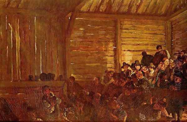 Folk theatre in Tyrol Oil Painting by Adolph von Menzel