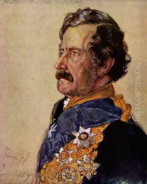 Minister of State Freiherr von Schleinitz (portrait study of the coronation picture) Oil Painting by Adolph von Menzel