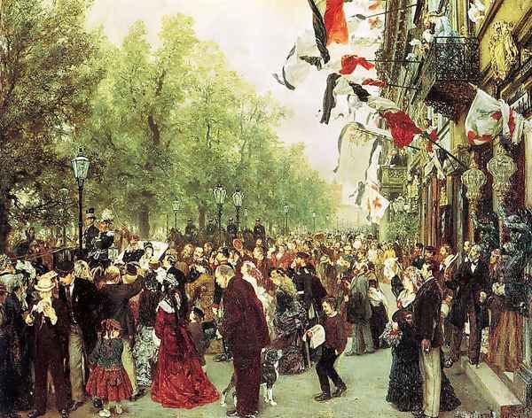 William I Departs for the Front, July 31, 1870 Oil Painting by Adolph von Menzel