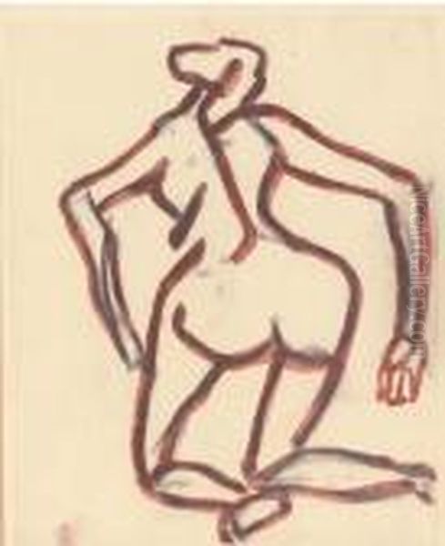 Female Nude Oil Painting by Henri Gaudier-Brzeska